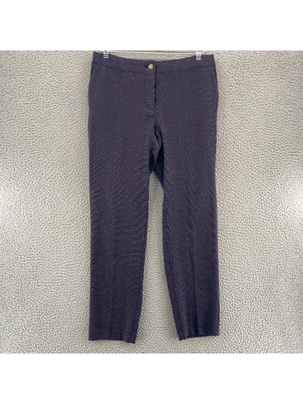 J Jill Pants Womens 8 Burgundy Glen Check Plaid Ankle Skinny Trousers Pockets